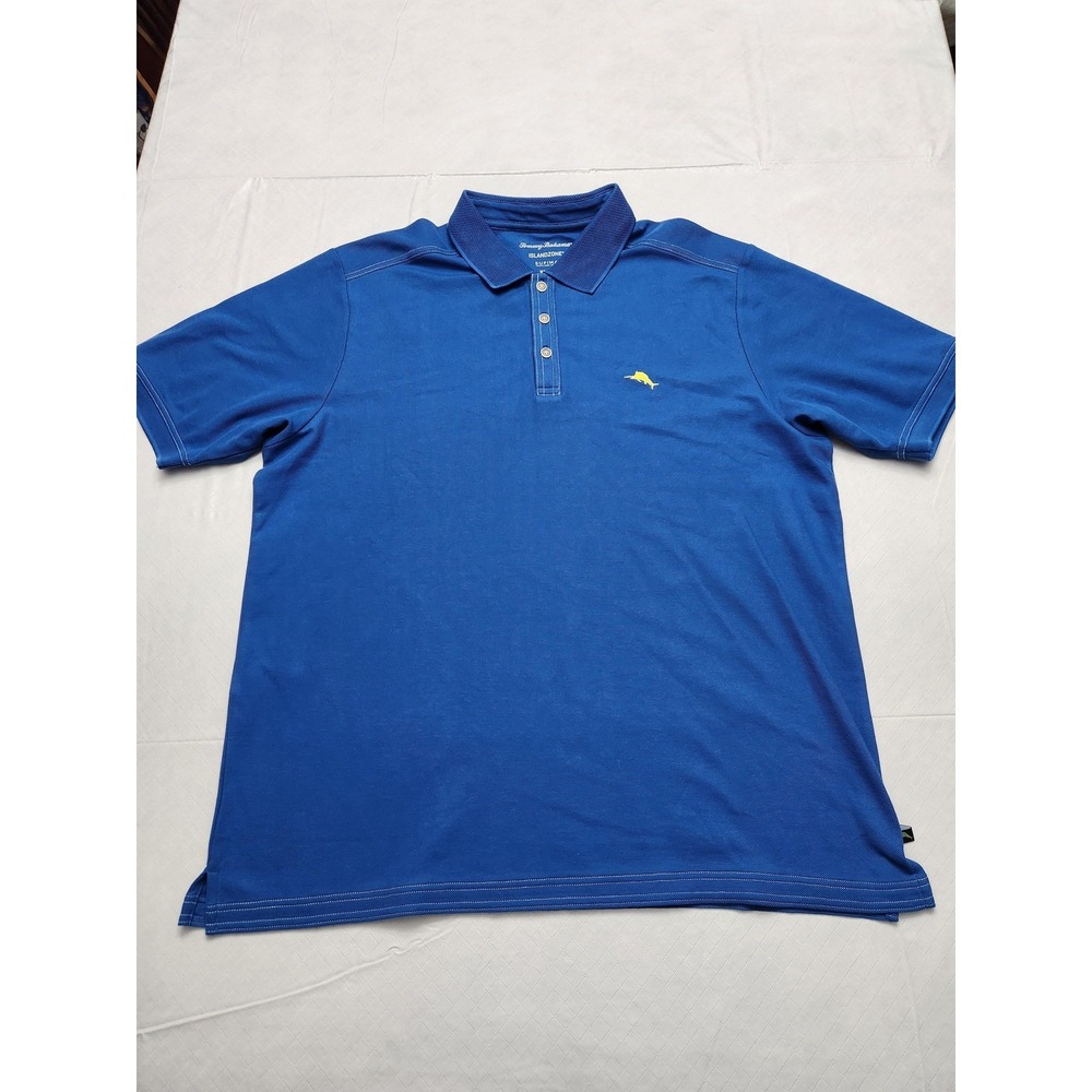 Tommy Bahama Island Zone Polo Shirt Mens XL Blue Supima Performance Marlin Logo